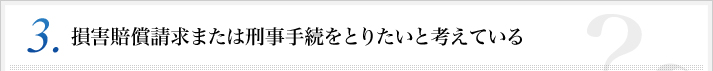 【事例3】損害賠償請求または刑事手続をとりたいと考えている